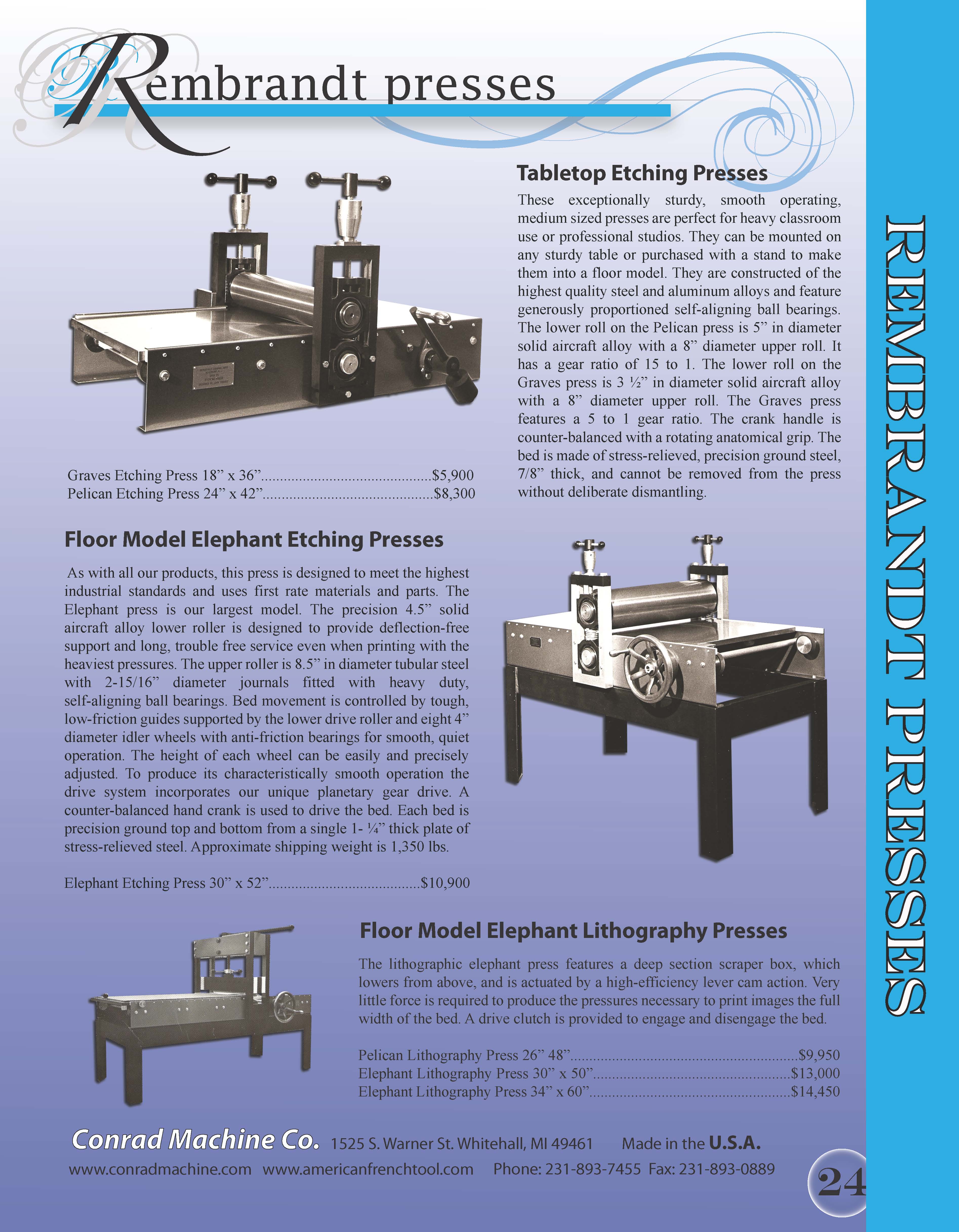 Rembrandt Etching and Lithography Printmaking Presses